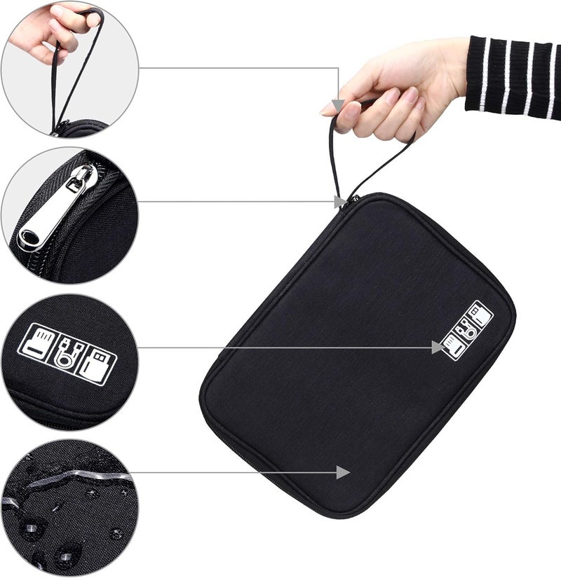 CILLA Travel Cord Organizer Case, Portable Waterproof Storage Bag for Charger, Cord, USB, Power Bank, Earphone, SD Card, Travel Essentials - Image 4